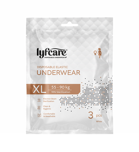 Lyfcare Women Disposable Elastic Underwear white Panty | XL-size 55-90Kg | 3Pcs | Women Disposable White Panty