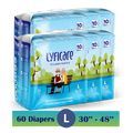 Lyfcarewellness lyficare Classic Pants Waist Size 30-48 Inch Adult Diapers L-60 Pieces