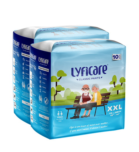 Lyficare Classic Pants | Waist Size (45-61 Inch) Adult Diapers - XXL  (20 Pieces)