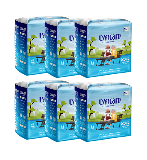 Lyficare Classic Pants | Waist Size (45-61 Inch) Adult Diapers - XXL  (60 Pieces)