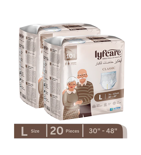 Lyfcare Classic Pull-Up Pants Adult Diapers L Size Pack of 20
