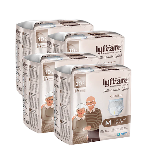 Lyfcare Classic Pull-Up Pants Adult Diapers M Size Pack of 40