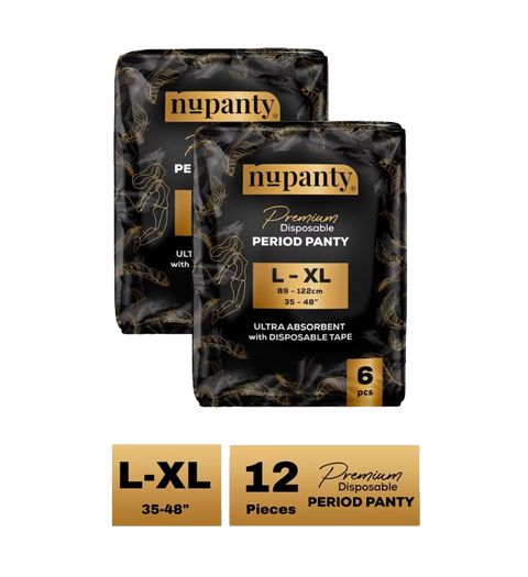 Nupanty Premium Ultra Absorbent Disposable Period Panty | L-XL Sanitary Pad (Pack of 12)